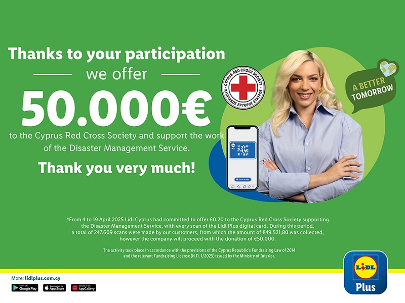 Lidl Кипр жертвует €50,000 Красному Кресту Кипра